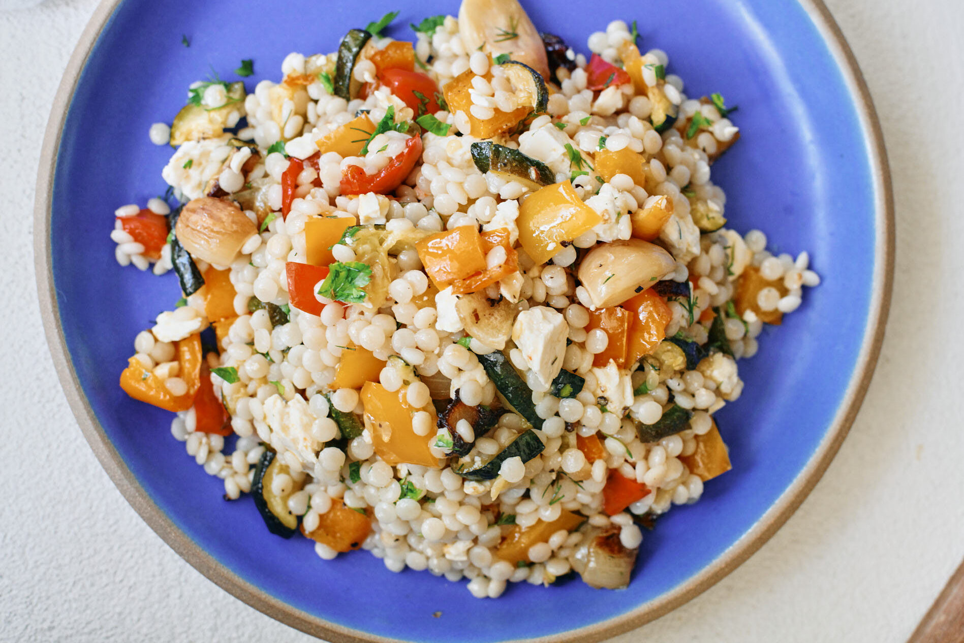 mediterranean pearl couscous salad