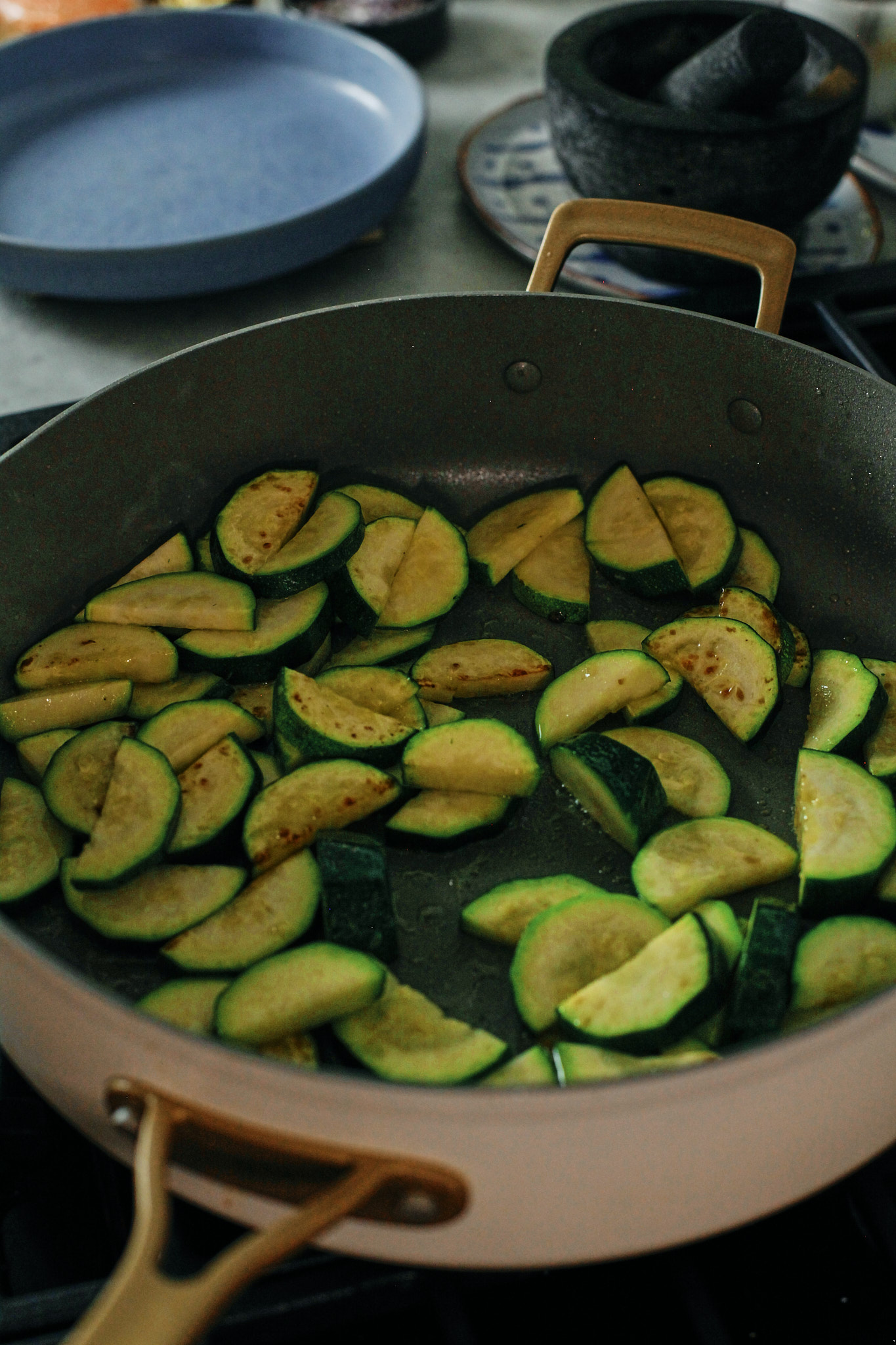 Shrimp Edited 8 zucchini sauteeing in pan