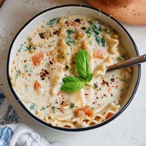 creamy chicken lasagna soup