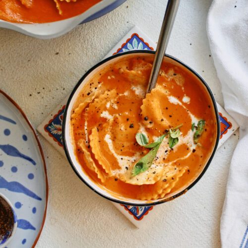 roasted red pepper ravioli soup