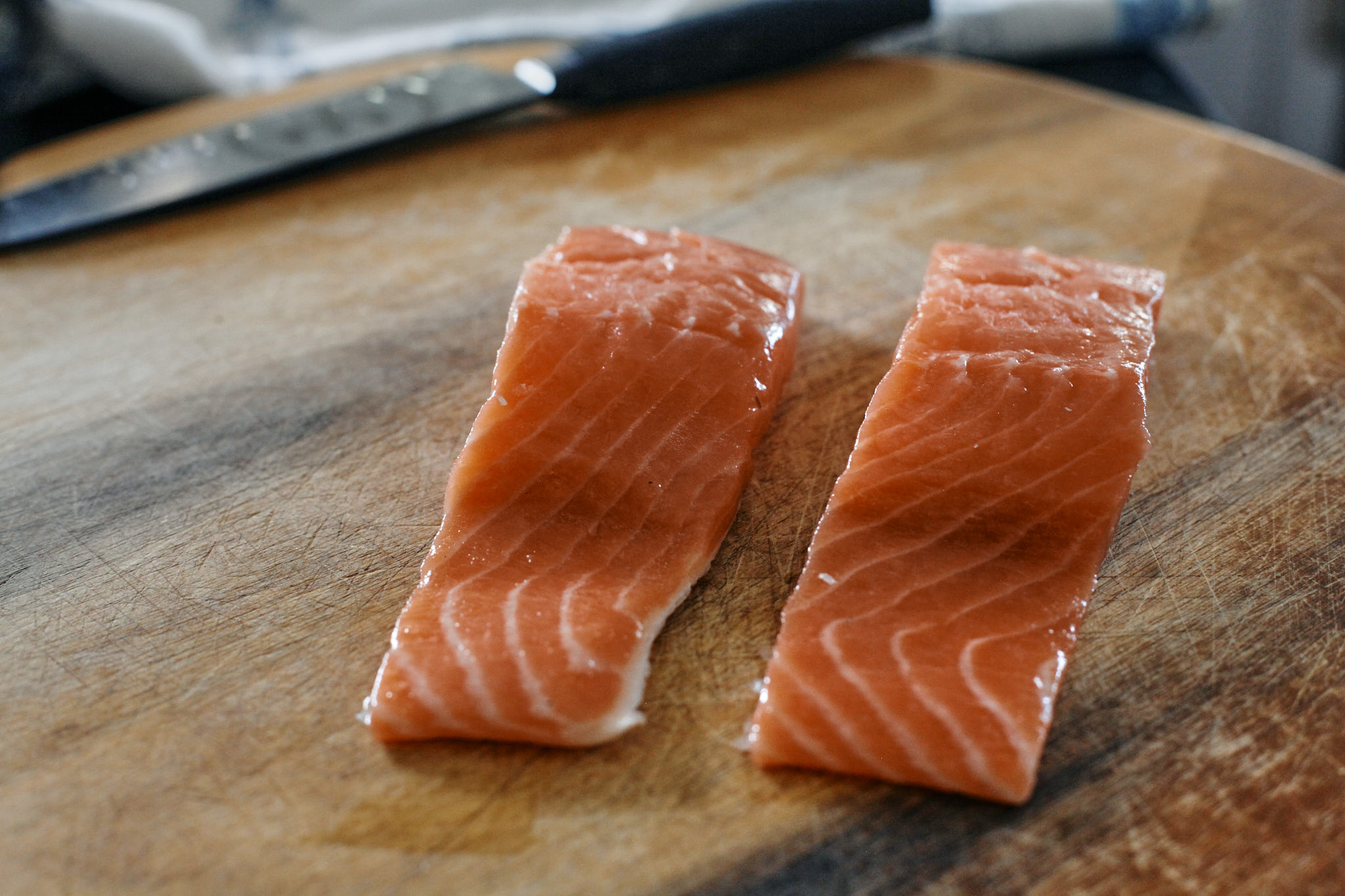 raw salmon filets