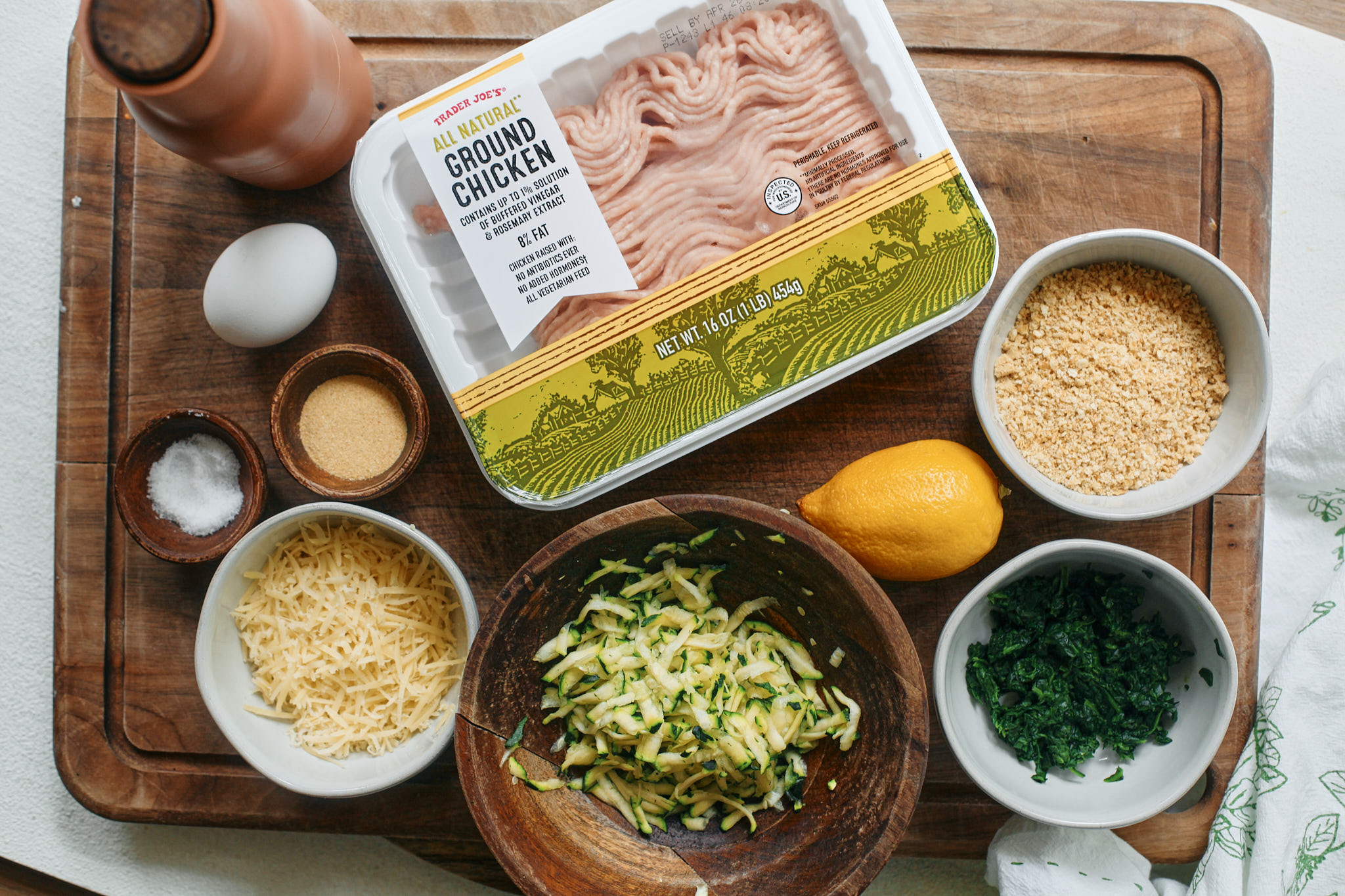 Lemon chicken florentine meatballs with couscous 1 prep for florentine meatballs