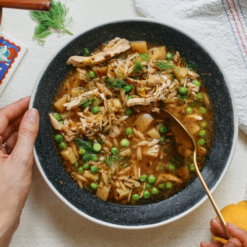 single serve lemon chicken orzo soup