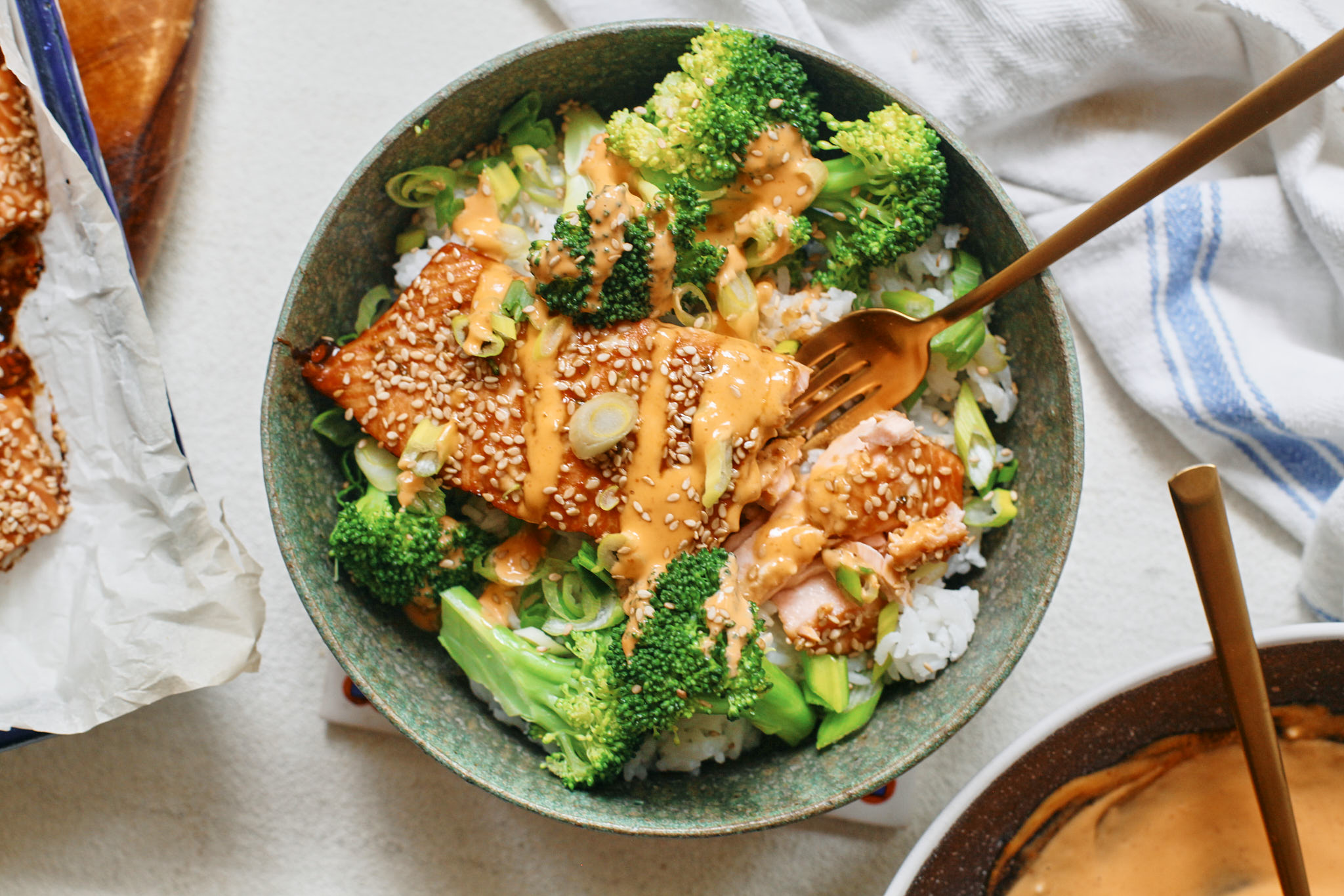 sesame glazed salmon bowl
