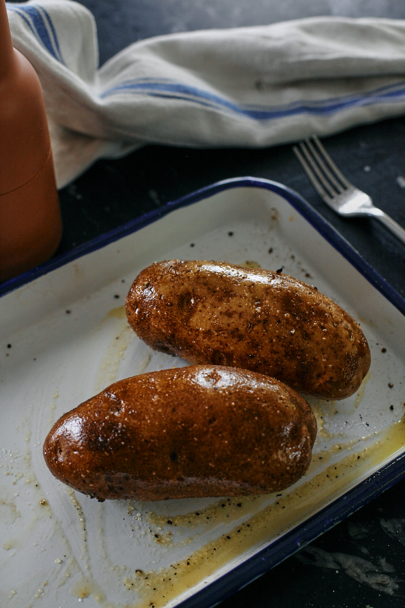 Nordic Jacket Potato potatoes rubbed with olive oil, salt and pepper