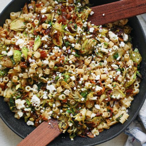 roasted Brussels sprout pasta salad