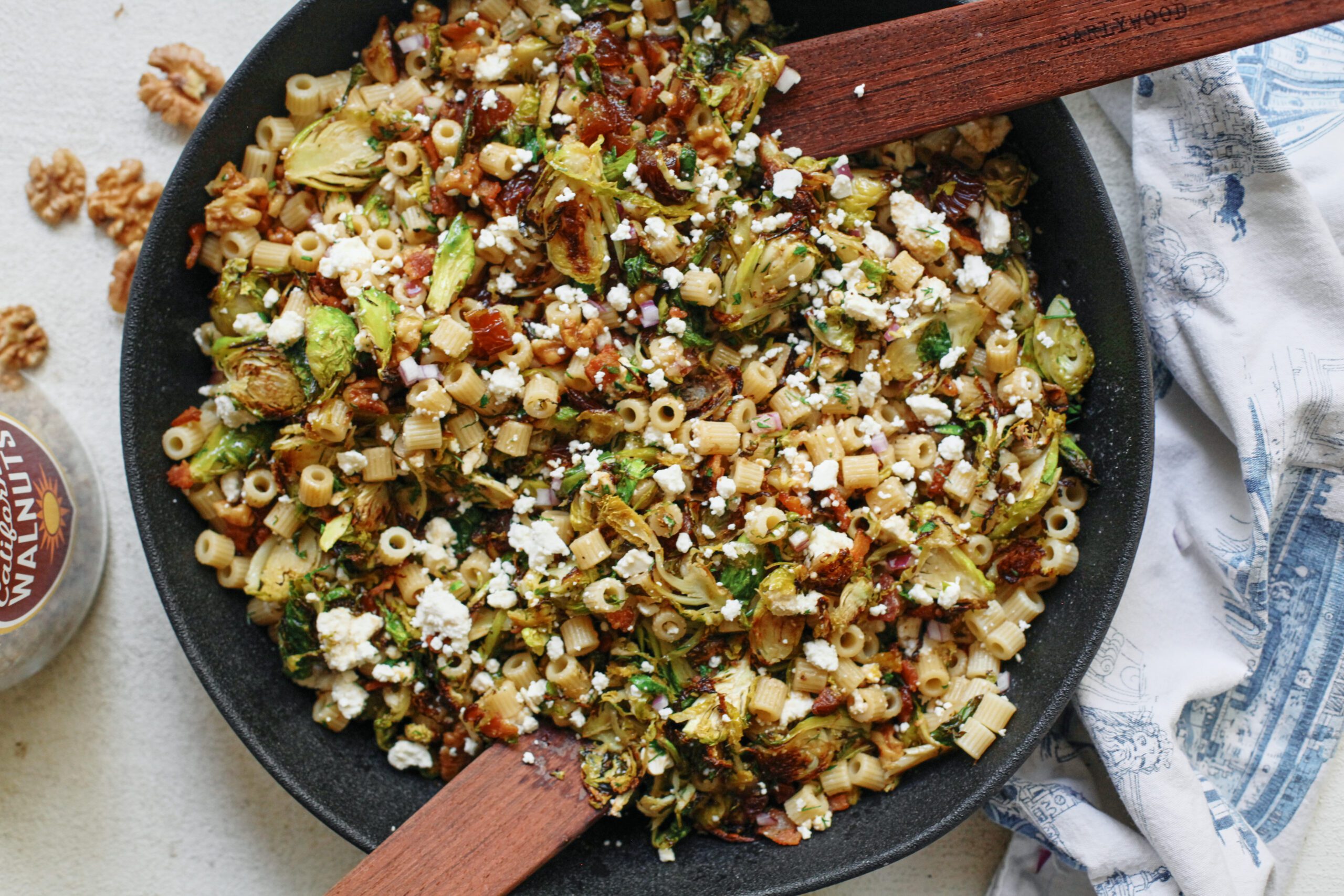 roasted Brussels sprout pasta salad
