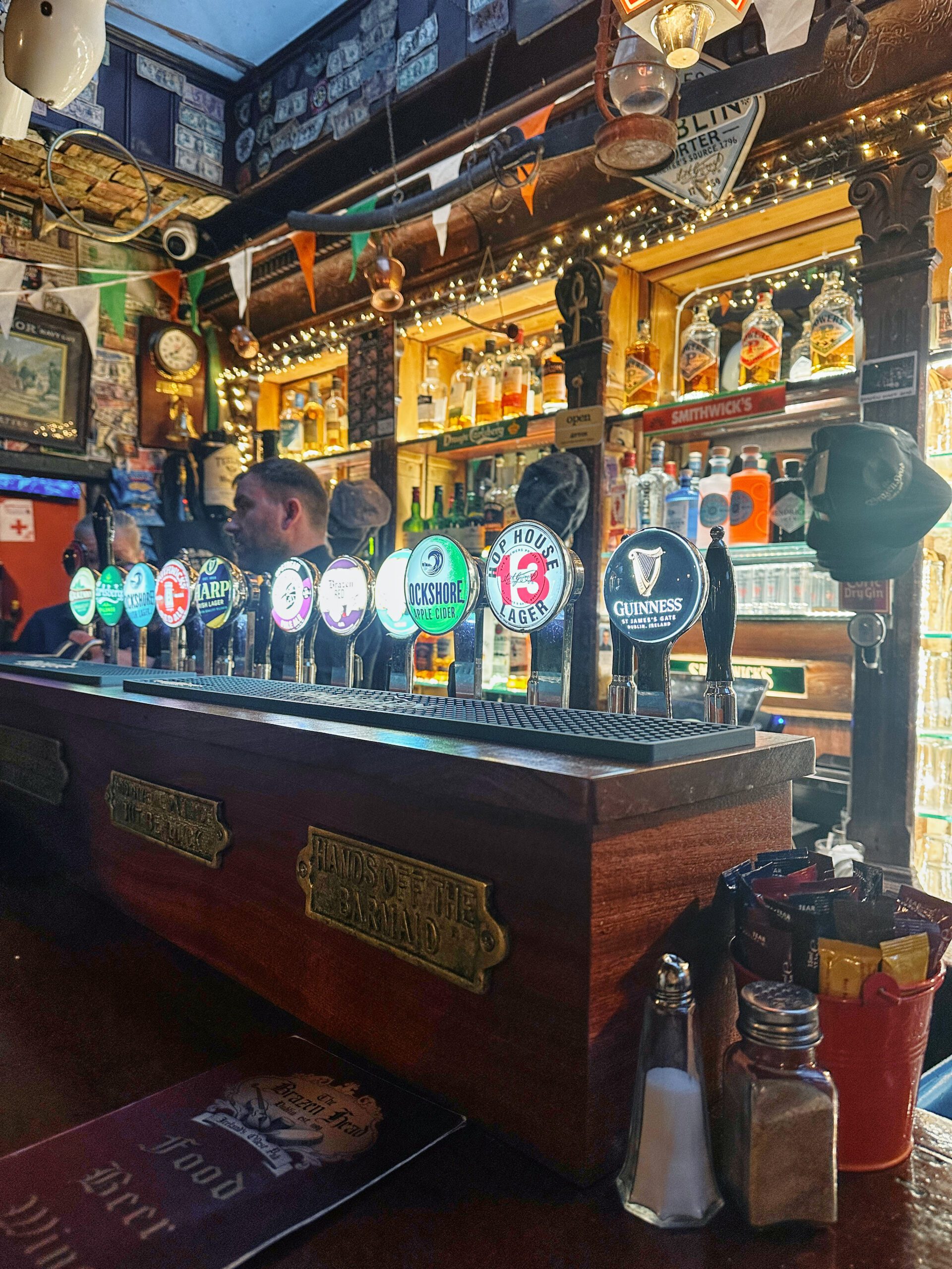 beer taps at The Brazen Head Pub