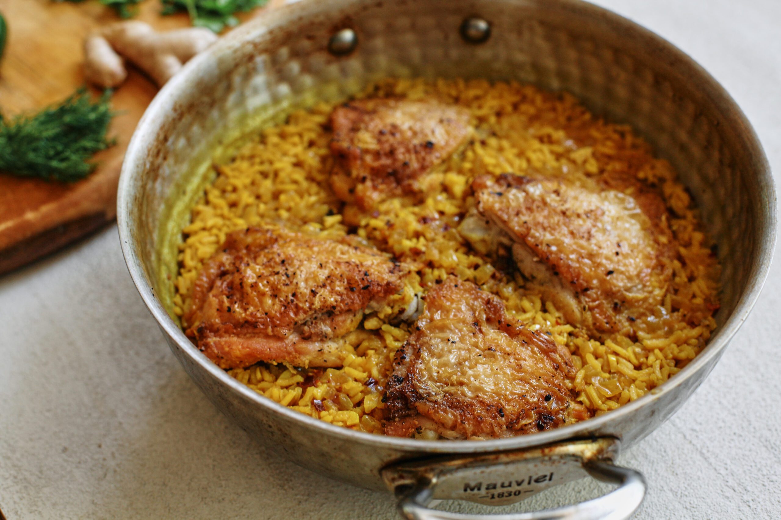 one pot golden chicken and rice before garnishing