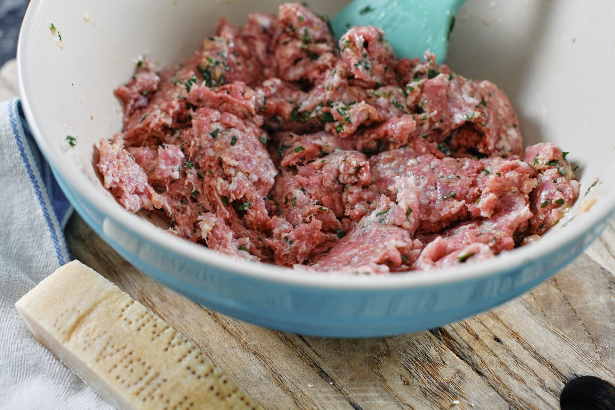 meatball mixture before being rolled into balls