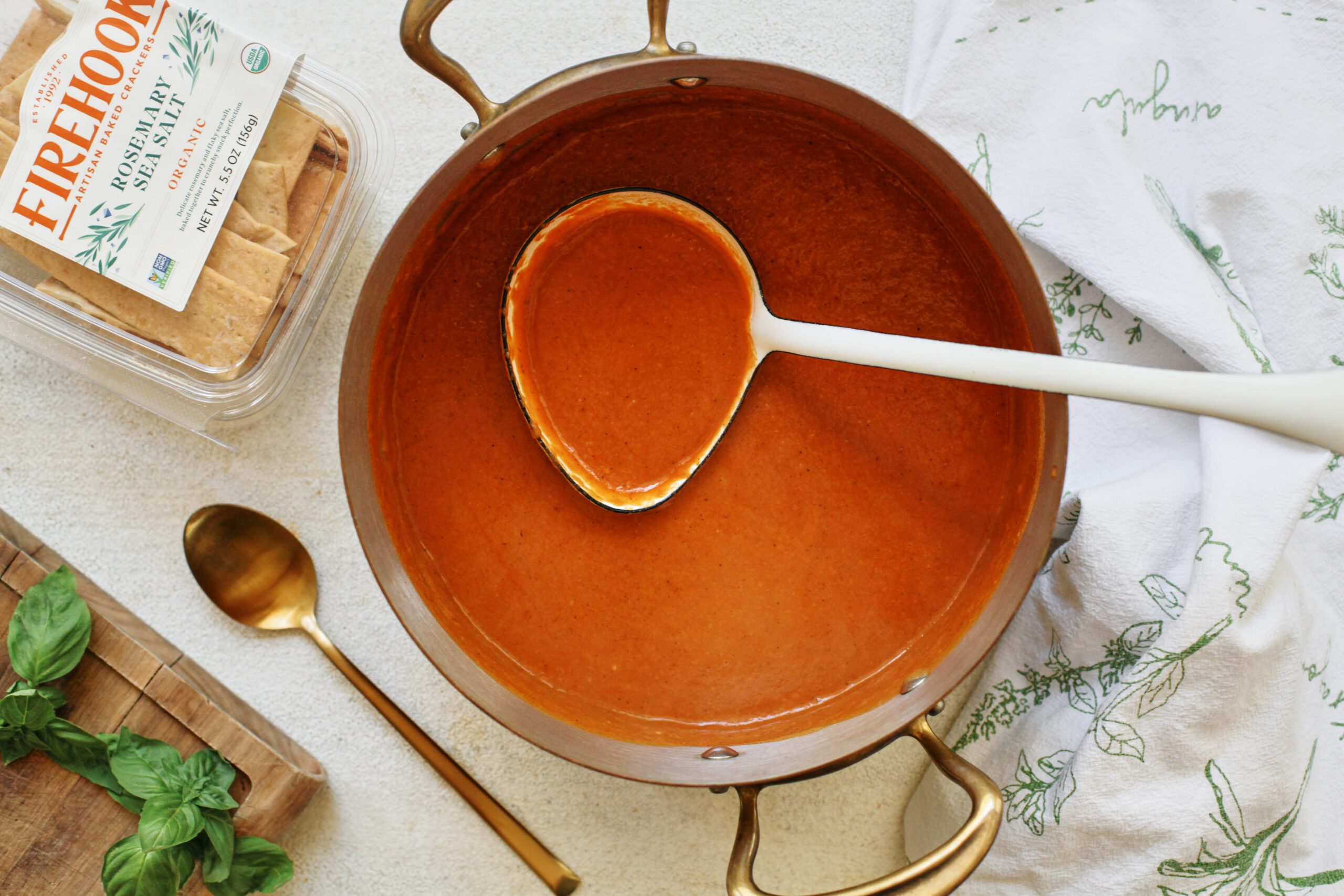 Roasted Red Pepper White Bean Soup 4 Roasted Red Pepper & White Bean Soup with Firehook Rosemary Sea Salt Crackers