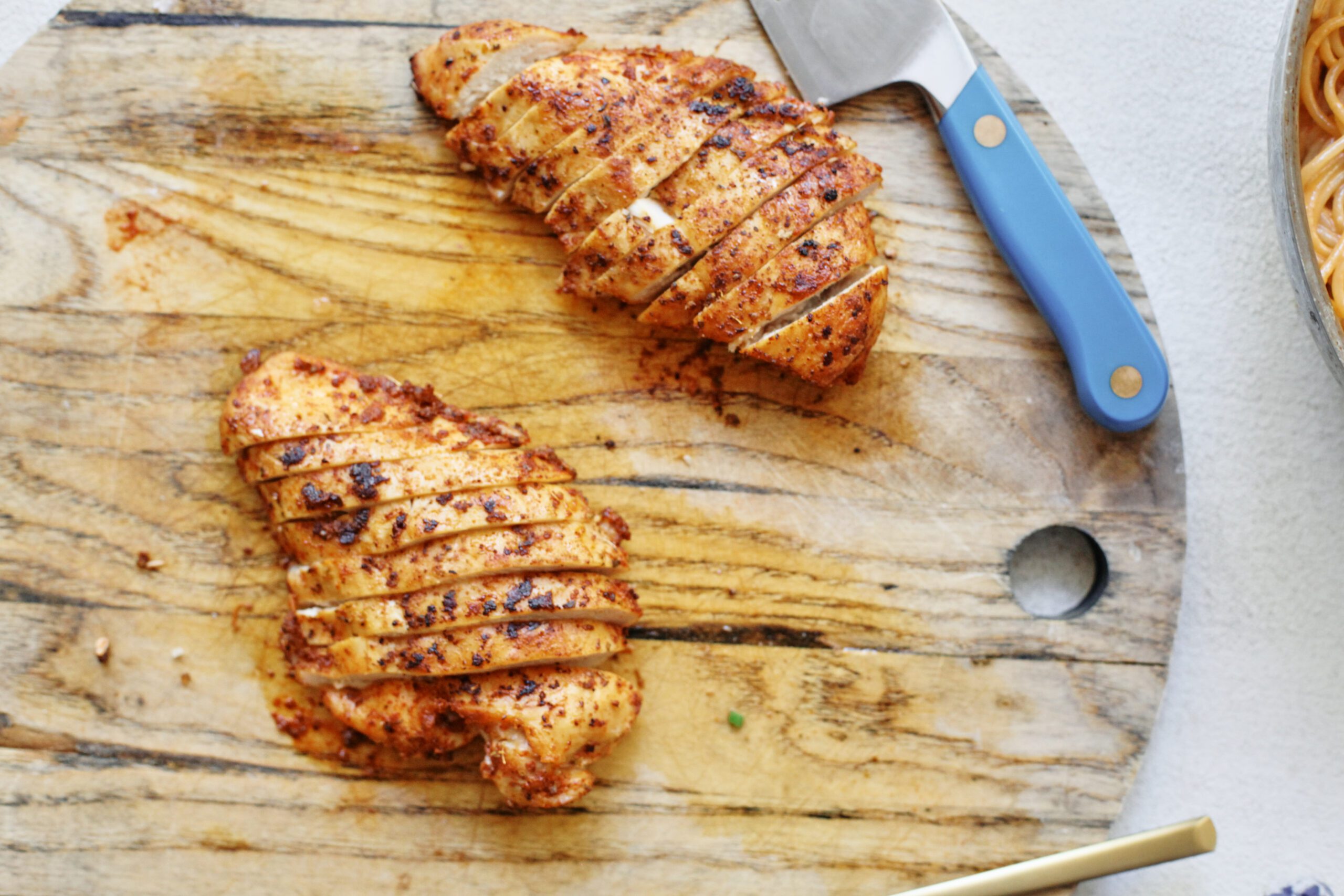sliced seared chicken breasts